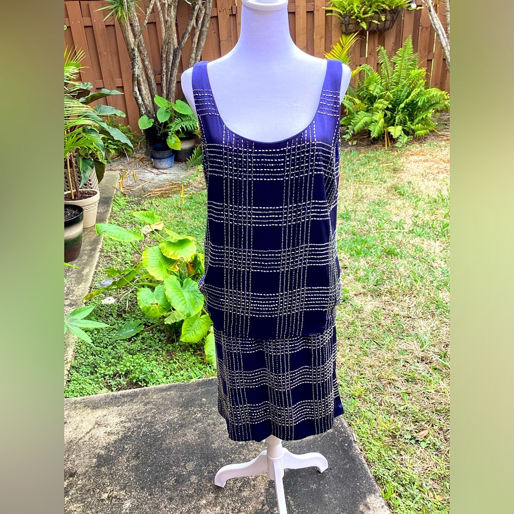 DANA BUCHMAN SILK TOP-SKIRT SET